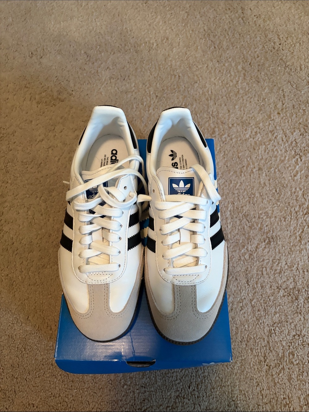 Adidas Samba OG W White Sneakers w/Black Three-Stripes gray toe NIB 7.5